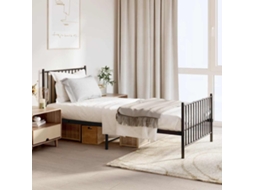 Vidaxl Estrutura De Cama Com Cabeceira E Pés 90x190 Cm Metal Preto