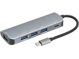 Hub Usb-c 5 Em 1 Com Adaptador De Alumínio, 4 Portas Usb 3.0 E