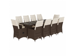 Conjunto de 11 Bistrôs para Jardim com Almofadões Vime Pe Castanho MAISON EXCLUSIVE