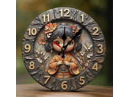 Relógio De Parede Decorativo Novastar A Bateria, 25 Cm, Design Kawaii De Menina Com Flores, Impressão 2d, Para