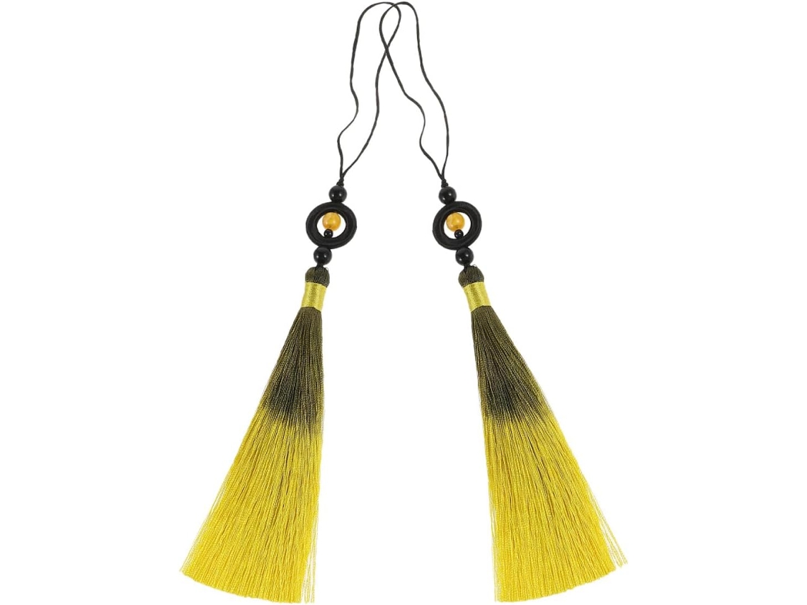 Pompons Decorativos Amarelos Espadas Artes Marciais Guqin 2 Unidades Poliéster Resistente Desbotamento Design GOKOCO