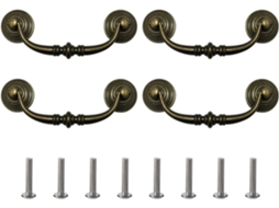 Conjunto De 4 Puxadores Centrais Robustos Em Estilo Antigo Para Aparadores, Armários E Guarda Roupas