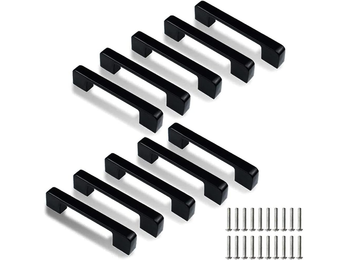 Conjunto de 10 Puxadores Quadrados Aço Inoxidável para Portas Cozinha com Distância Entre Centros 96 Mm G BRILVIBERA (parafusos Incluídos)