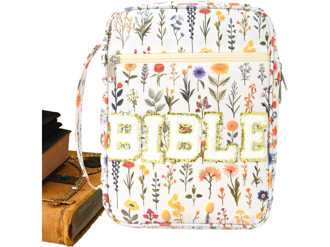 Capa Para Bíblia | Bolsa Para Bíblia Com Estampa Floral | Bolsa De Mão | Ideal Para Cadernos, Materi Gokoco