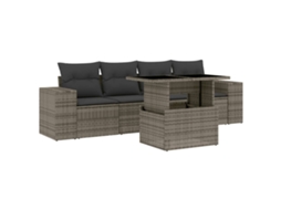 Conjunto de 5 Sofás de Jardim com Almofadões Vime Pe Cinzento MAISON EXCLUSIVE (5 pcs)