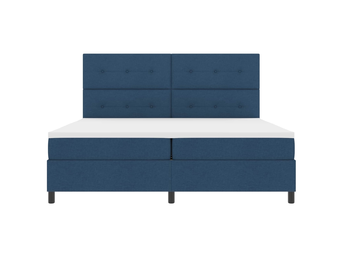 Vidaxl Cama Box Com Fitas Led Com Cabeceira Azul 200 X 200 Cm Tecido