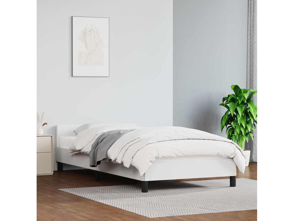 Vidaxl Estrutura Cama C/ Cabeceira Sem Colchão 90x190 Cm Branco