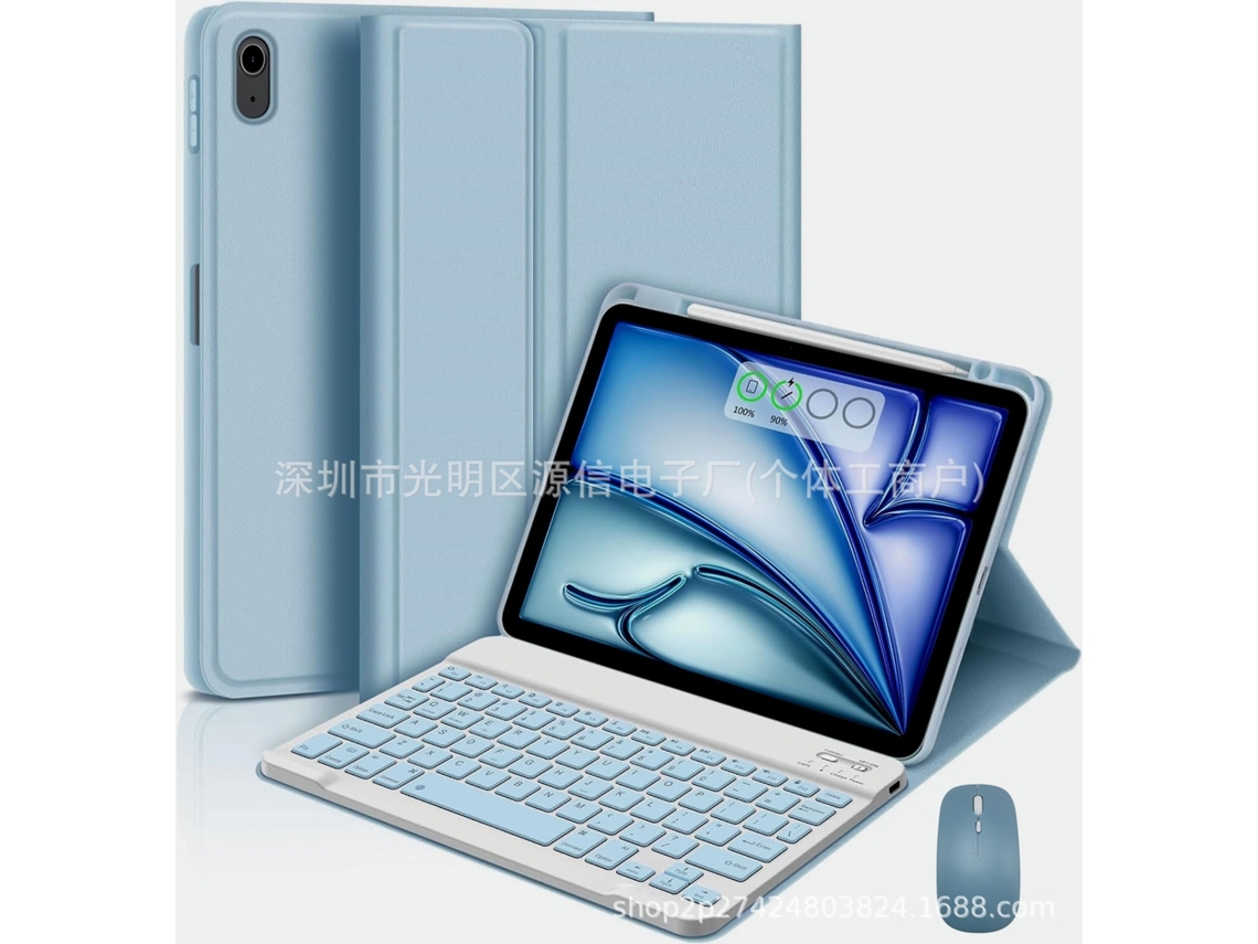 Capa Com Teclado Para Tablet Lurelia, Compatível Com I Pad Air 4/5/6/7 11", Azul, Teclado Bluetooth, Rato 2.4g