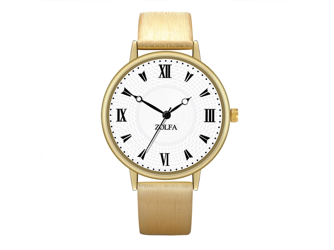 Relógio de Pulso Casal com Pulseira Pu Movimento Quartzo Analógico Dourado