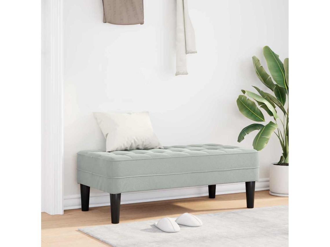 Vidaxl Banco Com Almofada Cinzento-claro 113 X 57 X 39 Cm Veludo