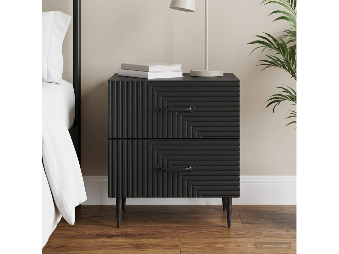 Vidaxl Armário De Cabeceira Com Gaveta Preto 43 X 34,5 X 47,5 Cm