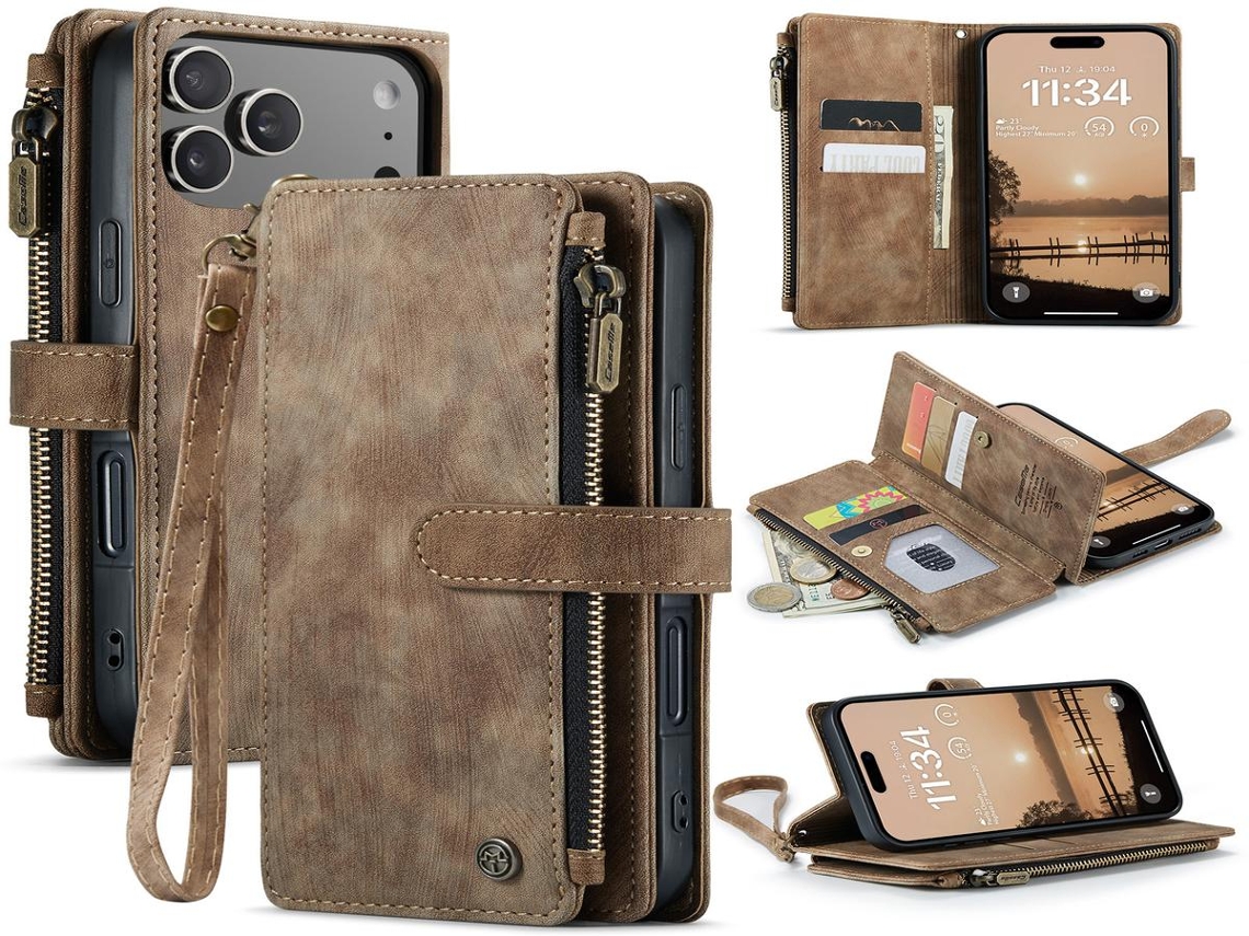 Lurelia Estojo Flip Samsung Galaxy S24 Plus Cordão Magnética Suporte Porta-cartões Couro Pu Tpu Castanho Slim