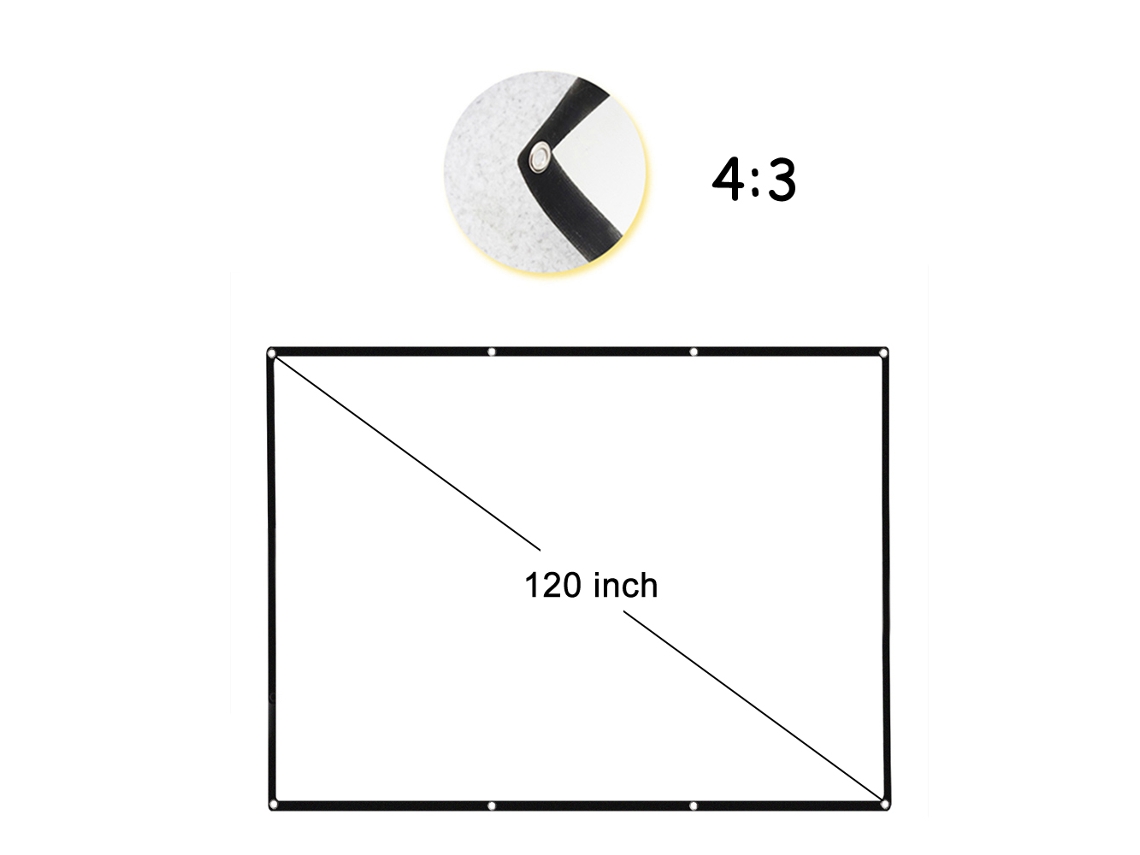 Aetheria tela de Projetor Portátil 120 Polegadas Hd 4:3 Branca Dobrável para Casa e Exterior