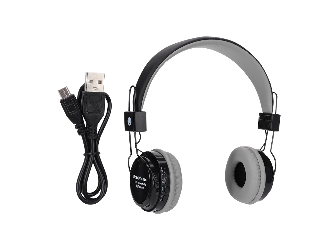 Fone De Ouvido Bluetooth Sem Fio Portátil B-09 Com Display De Áudio Fm E Música Cinza