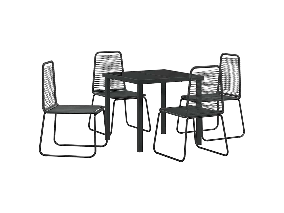 Conjunto 5 De Jantar Ergonómico Com Vários Tamanhos Vidaxl Preto Vime Pe