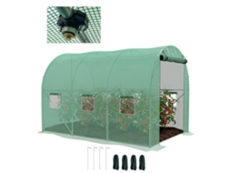 Estufa Túnel 6m² com Sistema de Irrigação, 3x2 Janelas, Porta Enrolar, Verde