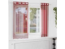 Vidaxl Cortinas De Voile Com Ilhós 2 Pcs Vermelho Tinto
