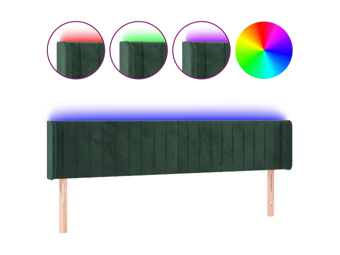 Led Headboard, Led Headboards Vidaxl Verde Veludo (203 X 16 X 78/88 Cm)