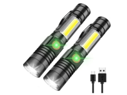 1000 Lumens Super Bright Flash Light Com Cob Work Light, Pequena Lanterna Led Com Zoom Com 4 Modos De Iluminação Yizhood (preta)