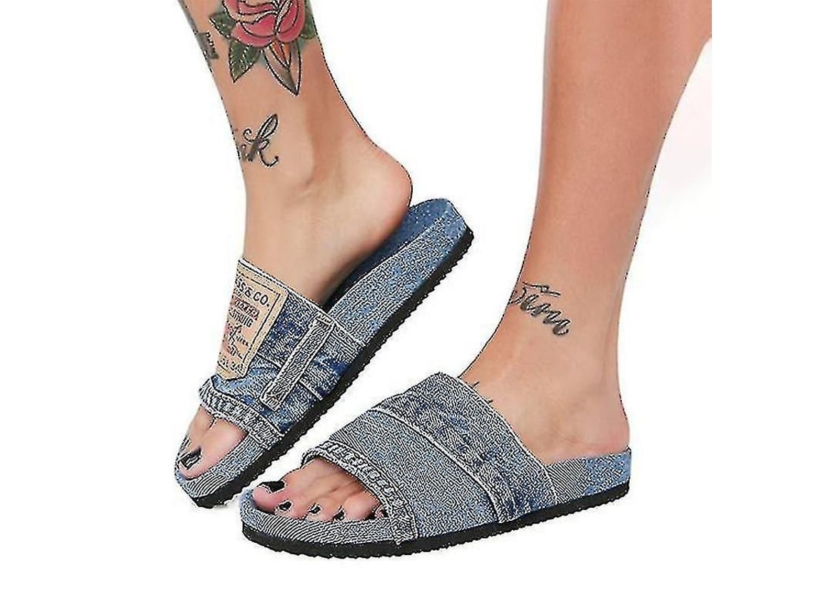 2026 sandálias Jeans Estilosas Deslizantes de Vaqueiro Reciclado para Mulher