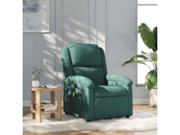 Vidaxl Poltrona De Massagens Reclinável Tecido Verde-escuro