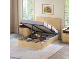 Cama 140x200 C/ Ripas Caneladas, Elevação E Carvalho Claro