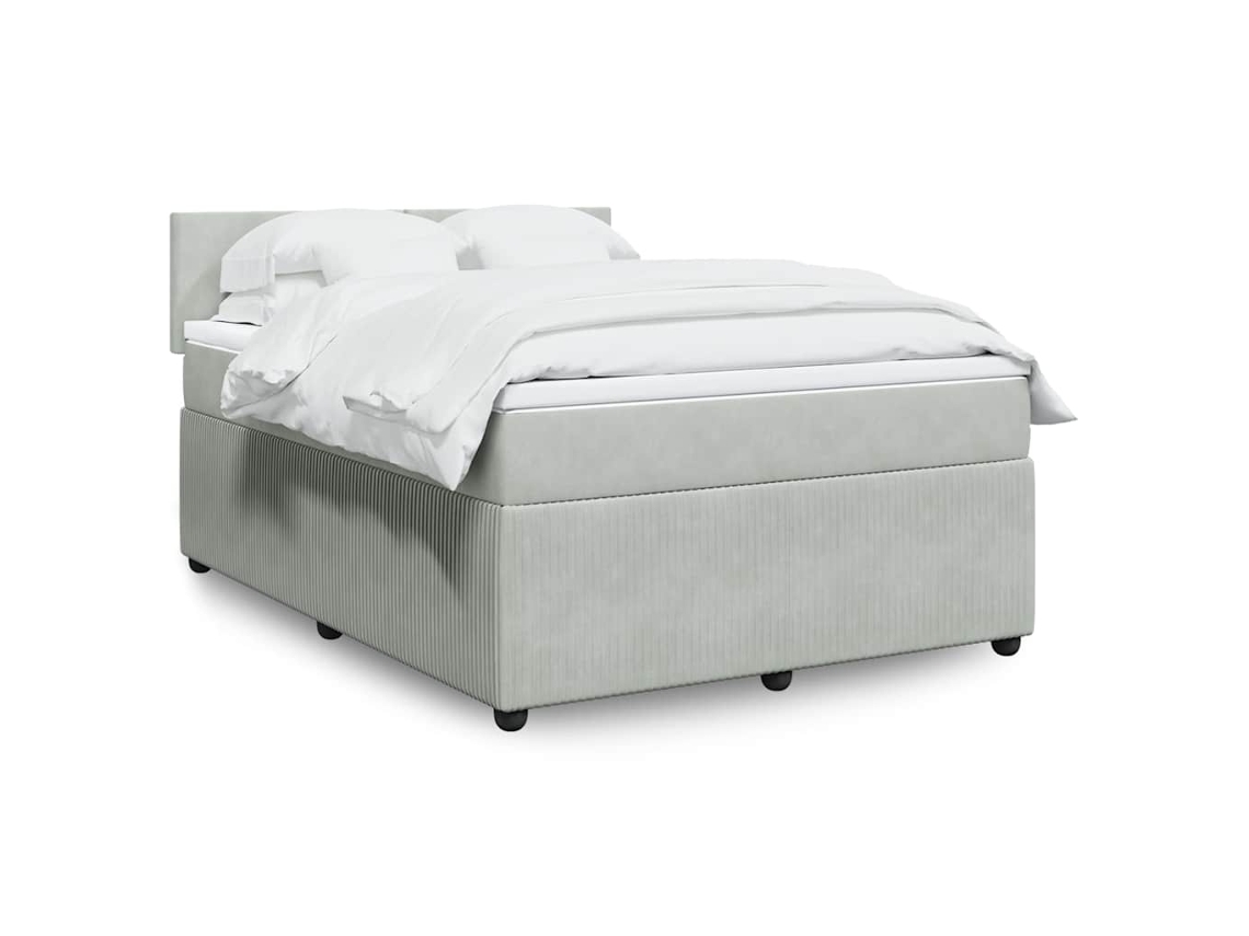 Vidaxl Cama Com Molas/colchão 160x200 Cm Veludo Cinzento-claro