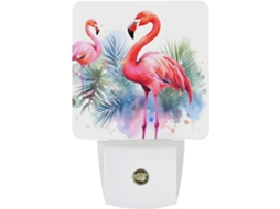Luminária De Parede Com Plugue Em Aquarela Flamingo, Sensor Crepuscular, Luz Led Branca Quente, Lâmpada De Baixo Consumo