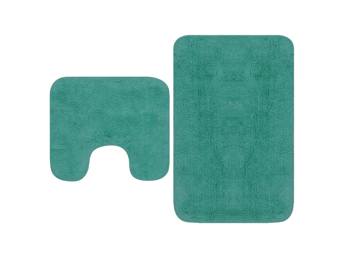 Vidaxl Conjunto Tapetes De Casa De Banho 2 Pcs Tecido Turquesa