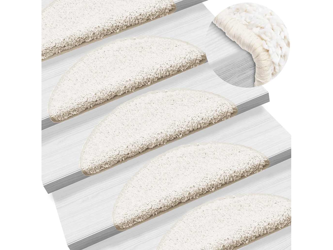 Vidaxl Tapetes De Escada 15 Peças 56x17x3 Cm Branco Semicircular