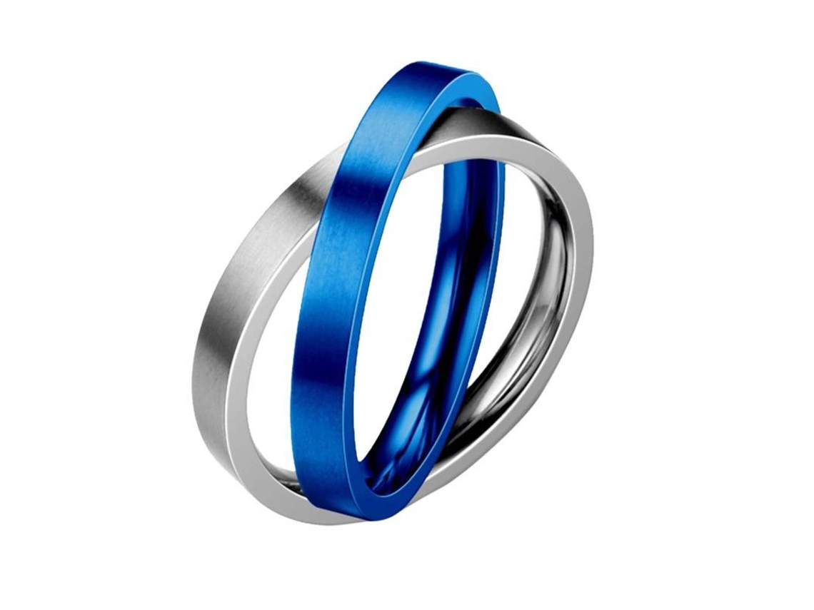 2026 anillo Linjou Diy de Acero Inoxidable Intercambiable Apilable para Compromiso (plata+azul, Talla 7)