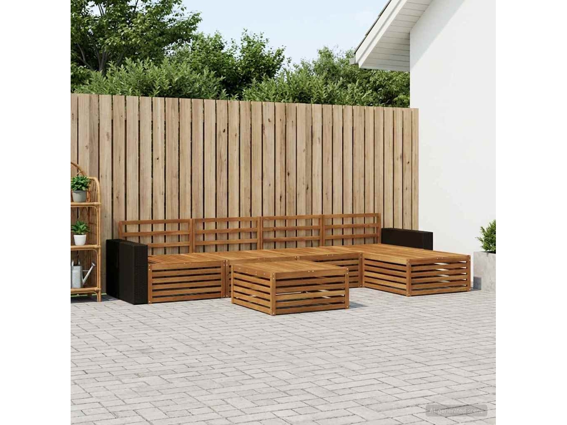 Vidaxl Conjunto De Sofás Para Exterior 6 Unid. Natural