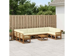 Vidaxl Conjunto De Sofás Para Exterior 11 Pcs Natural E Creme