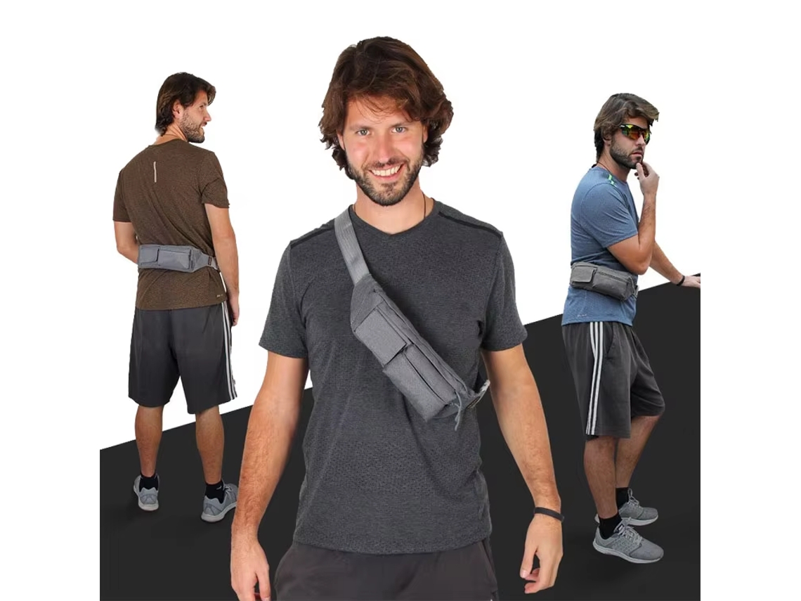 Bolsa Transversal Impermeável Com Bolsos Ocultos, Ideal Para Viagens Masculinas.