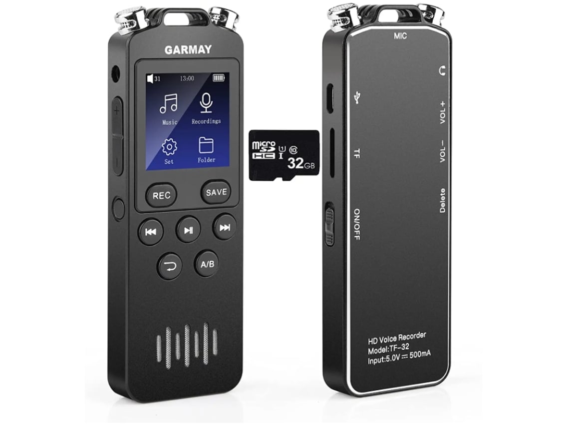 Gravador de Voz Digital 2022 Atualizado 8Gb 1536Kbps Capacidade de Gravação 32H Preto