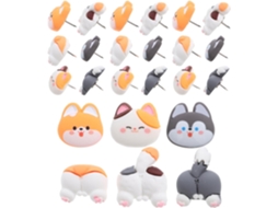 Conjunto De 30 Tachinhas Fofas Em Formato Animais Para Mural, Caixa De Resina Transparente Com Design Adorável Para Uso