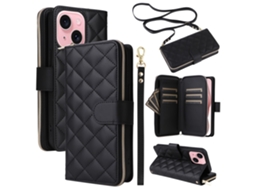 Capa Para Iphone 15 Pele Sintética Preto