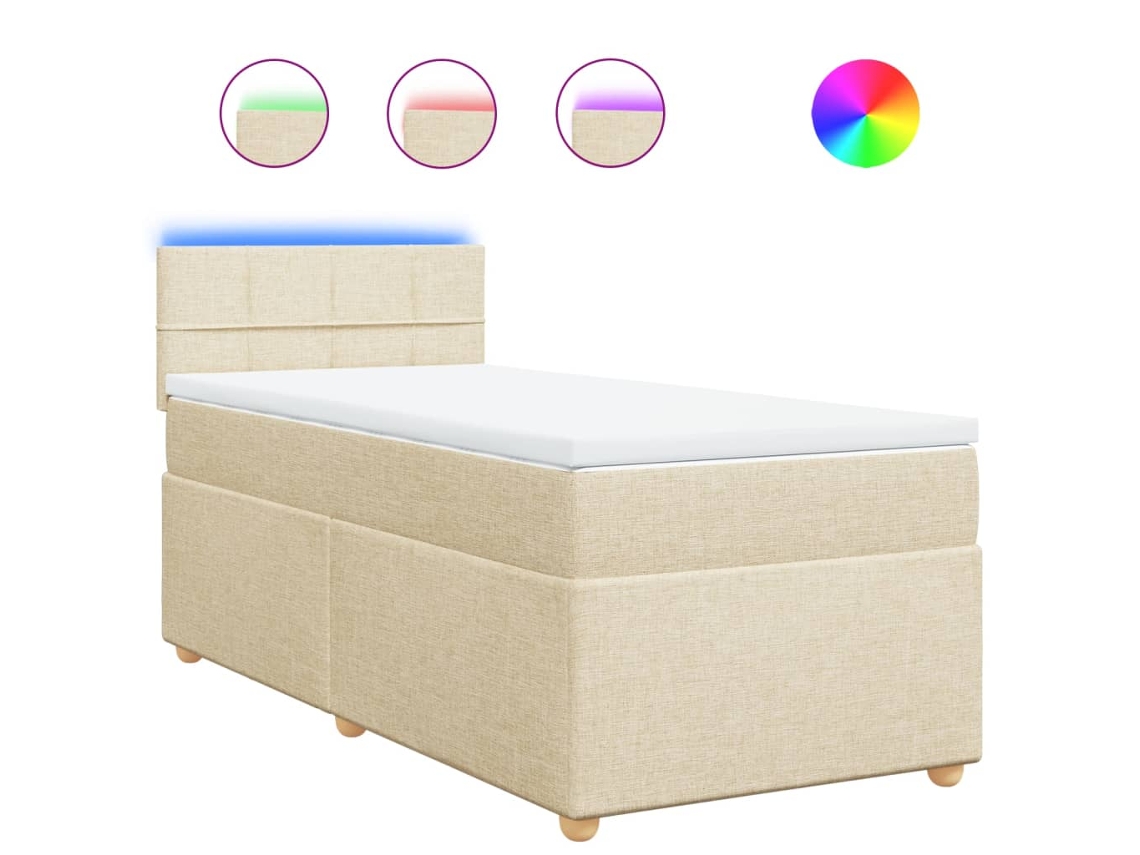Box Spring Bed, Box Spring Beds Vidaxl Creme Tecido (100 X 200 Cm)
