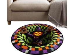 Tapete Redondo Macio Antiderrapante Com Ilusão De Ótica Para O Halloween, 60 Cm |