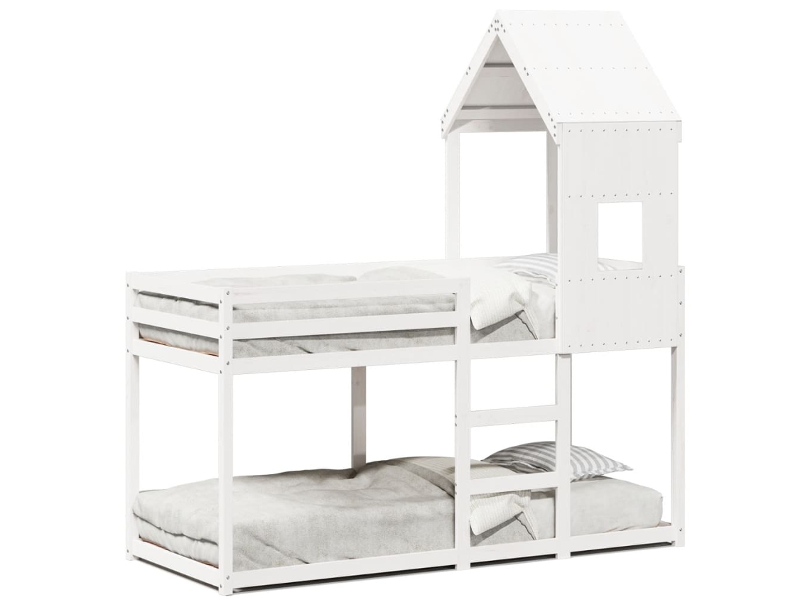 Beliche com Telhado em Madeira de Pinho Maciça Branco MAISON EXCLUSIVE (80x200 cm)