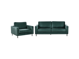 Conjunto De Sala De Estar Beliani Savalen De Terciopelo Verde 204x91x87