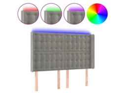 Led Headboard, Led Headboards Vidaxl Cinzeto Veludo (147 X 16 X 118/128 Cm)