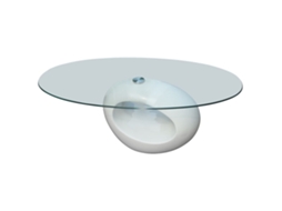 Vidaxl Mesa De Centro Com Tampo Oval De Vidro, Branco Brilhante