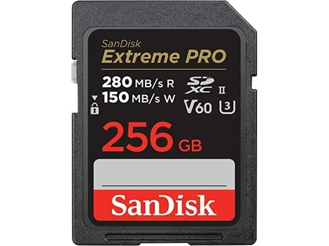 Cartão de memória Sandisk Extreme Pro SD 256 GB, 280/100 MB/s, V60, C10, UHS-II, U3