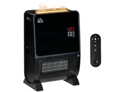 Aquecedor Elétrico 2 em 1 com Umidificador, Luz LED, Temporizador e Controle Remoto, 33x21x49,5cm Preto | S/MARCA