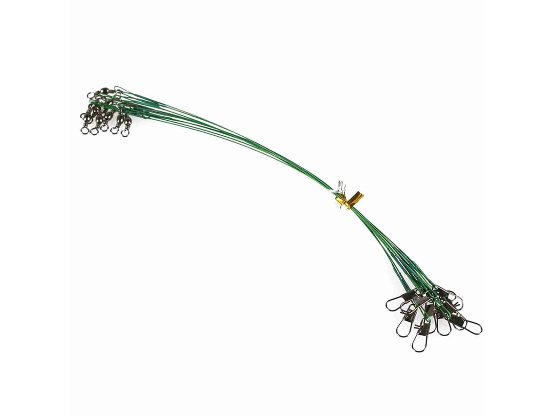 Lider de Aço Pesca 20pcs com Swivels e Snaps