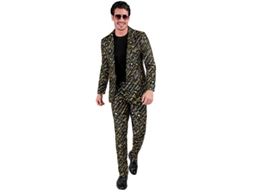 Terno divertido masculino preto e dourado de ano novo
