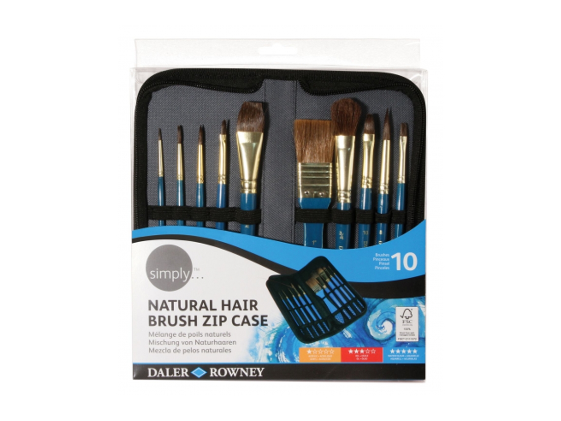 Conjunto de 10 Pincéis DALER ROWNEY para aguarela, cabo curto