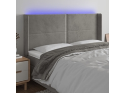 Cabecero de terciopelo con luces LED 183x16x118/128cm Gris Claro