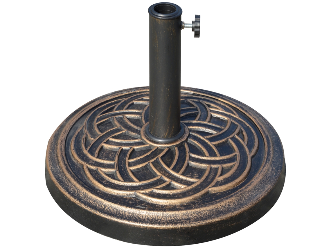 Base para guarda-sol Ø bronze, 12kg, suporte compatível com postes de 38mm e 48mm, 45x33cm | S/MARCA
